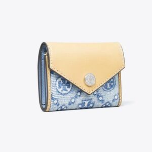 Tory Burch Monogram Denim Small Envelope Wallet